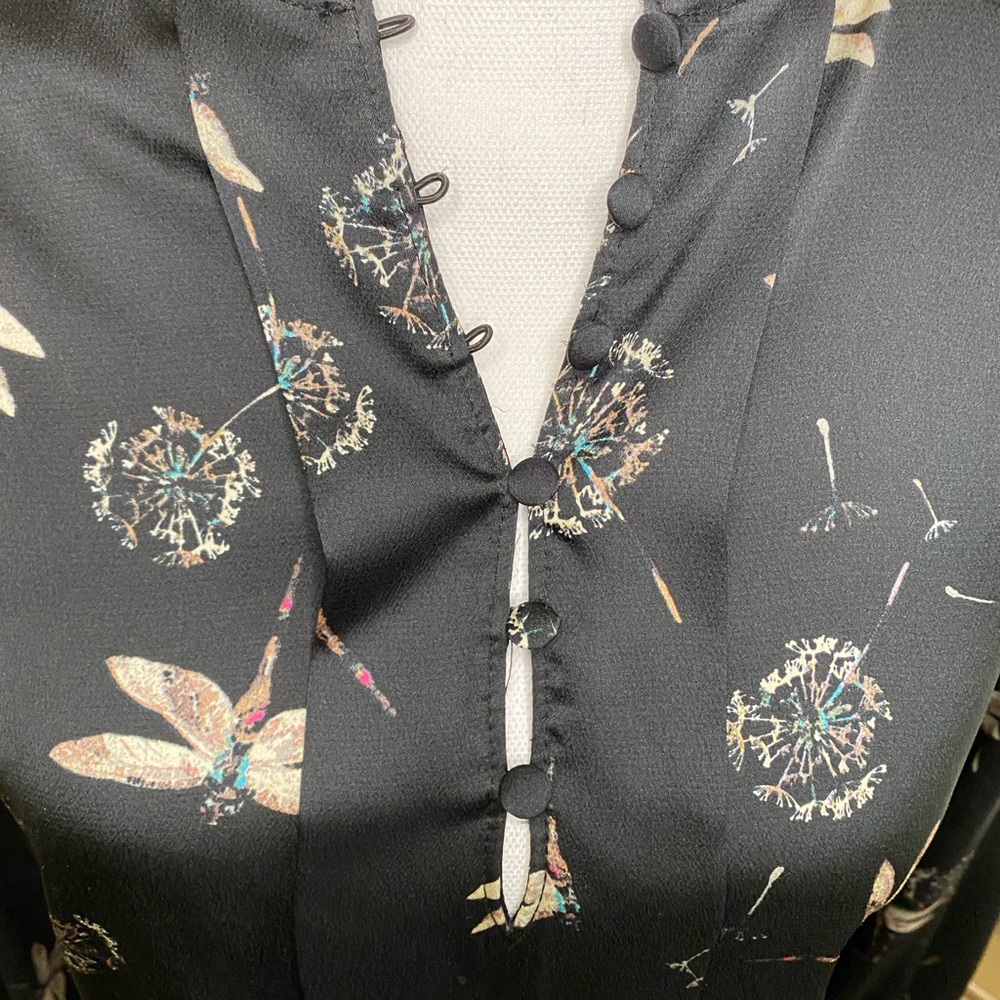 Zara Basics Satin Black Firefly Blouse - Picture 3 of 6